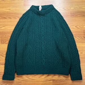 Vintage Handmade Fisherman Sweater Forest Green Mens XL Heavyweight Wool